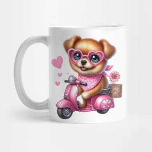 Valentine Dog In Pink Scooter Mug